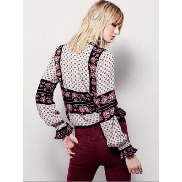 Free People Relaxed Fit Printed Boho Blouse - Picture 3 of 16